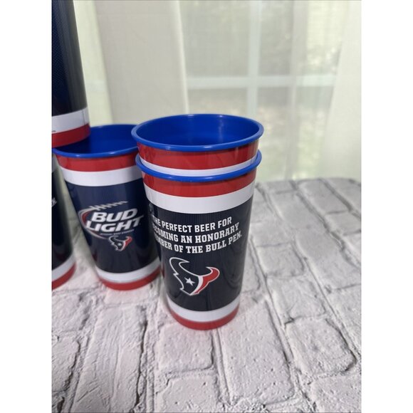Set of 15 Blue Houston Texans Bud Light Plastic 18 oz. Reusable Cups 6” NEW - Picture 4 of 9